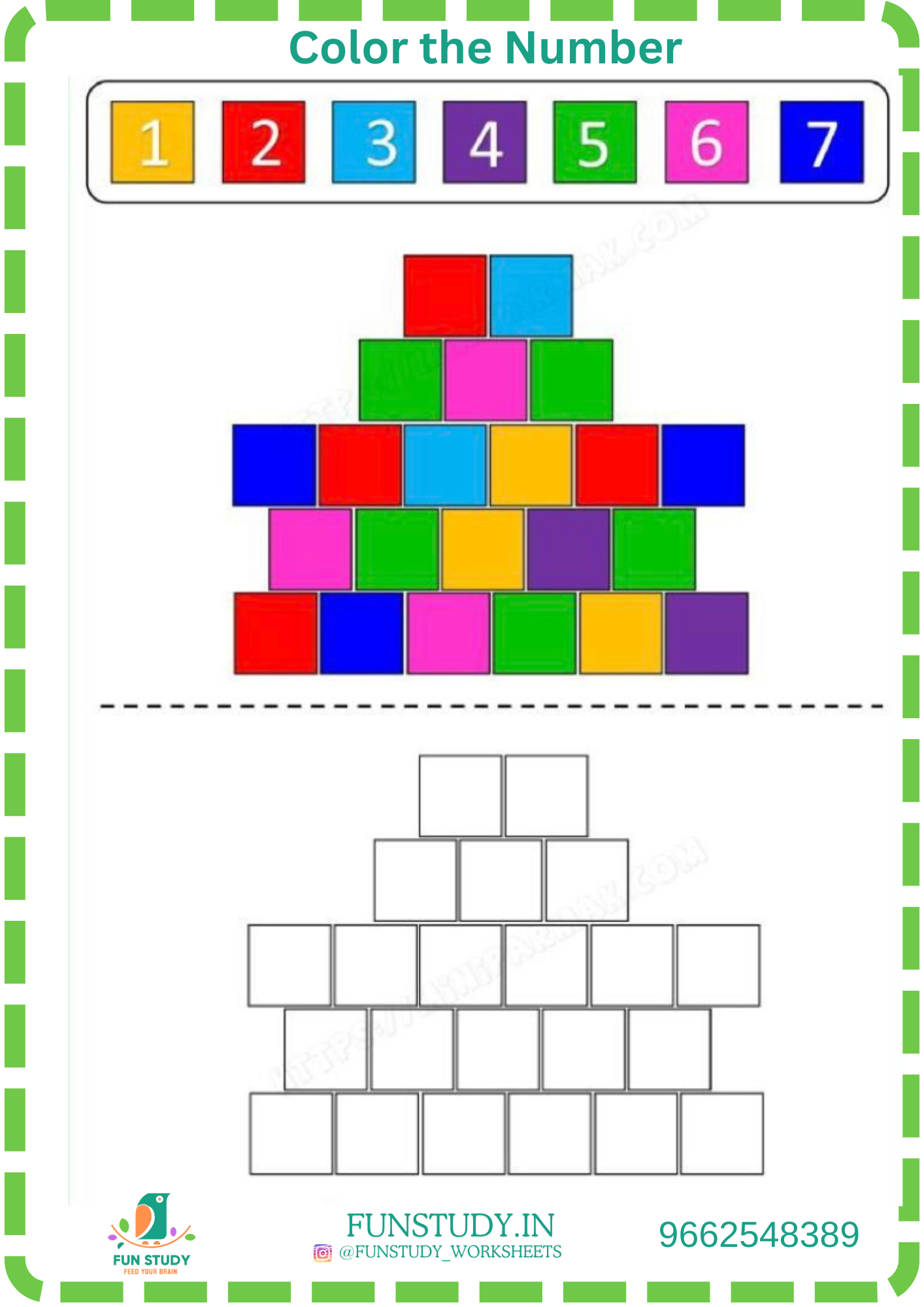 colr the number worksheet for preschoolers