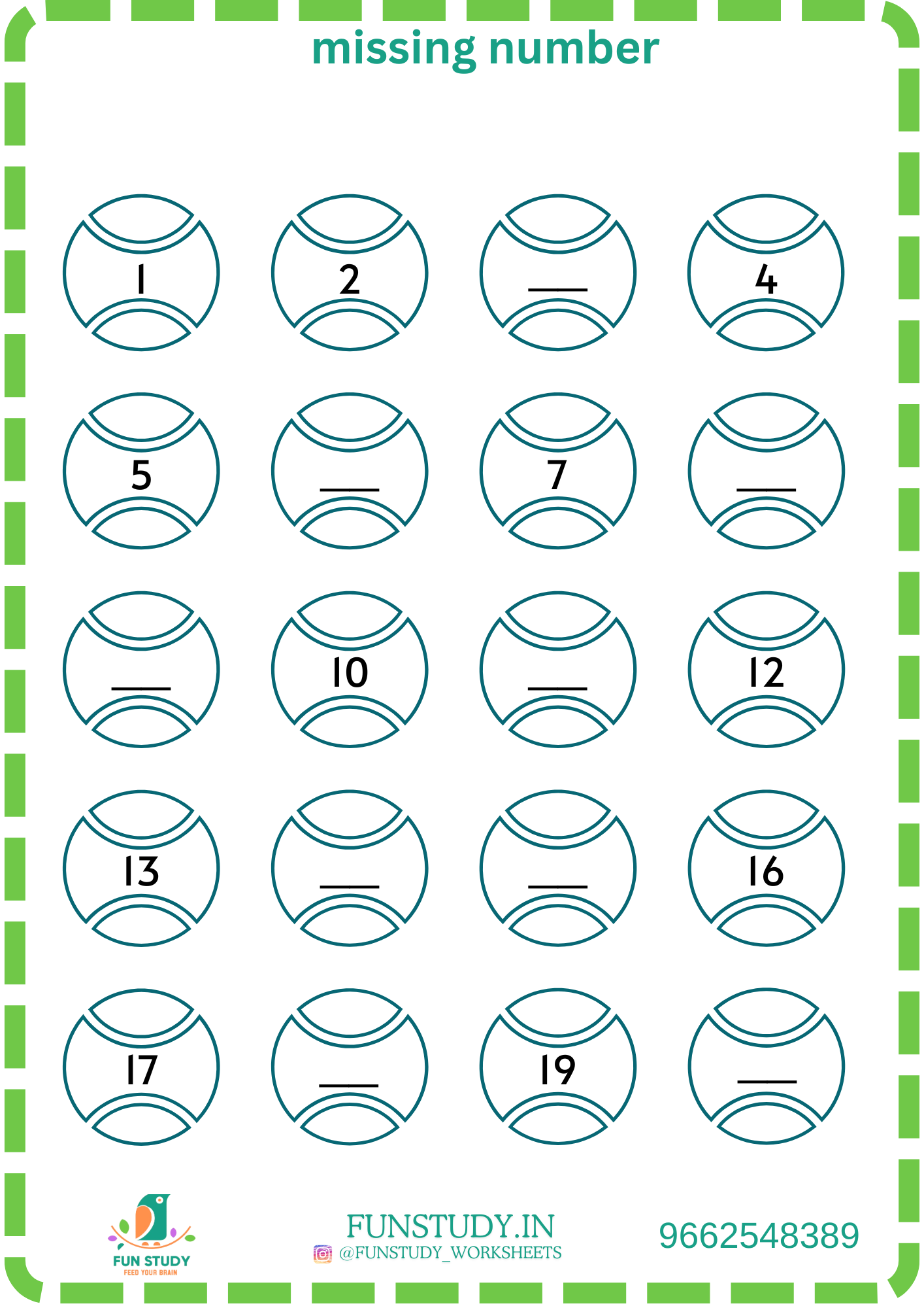 missing number worksheet for preschoolers